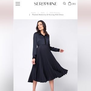 Seraphine Pleated Maternity & Nursing Midi Dress size 6 maternity medium